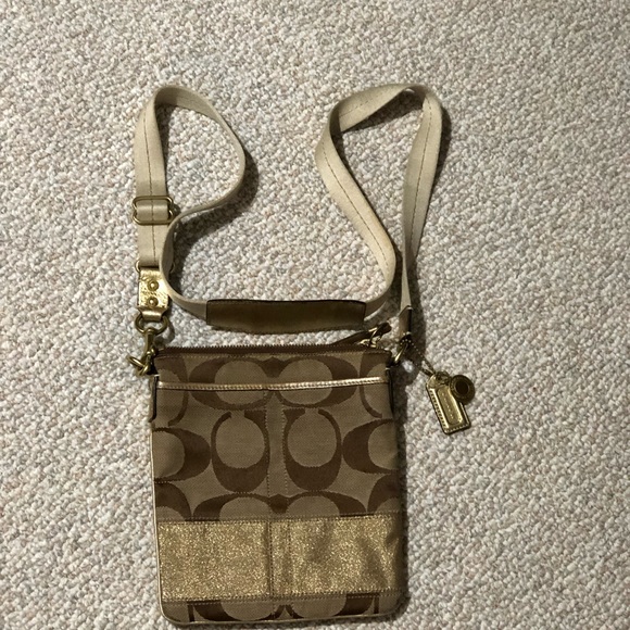 Coach Handbags - Coach Gold Crossbody Purse